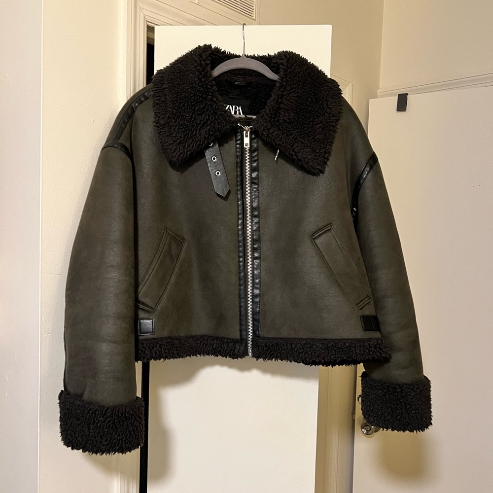 Zara double faced jacket with interior fleece lining